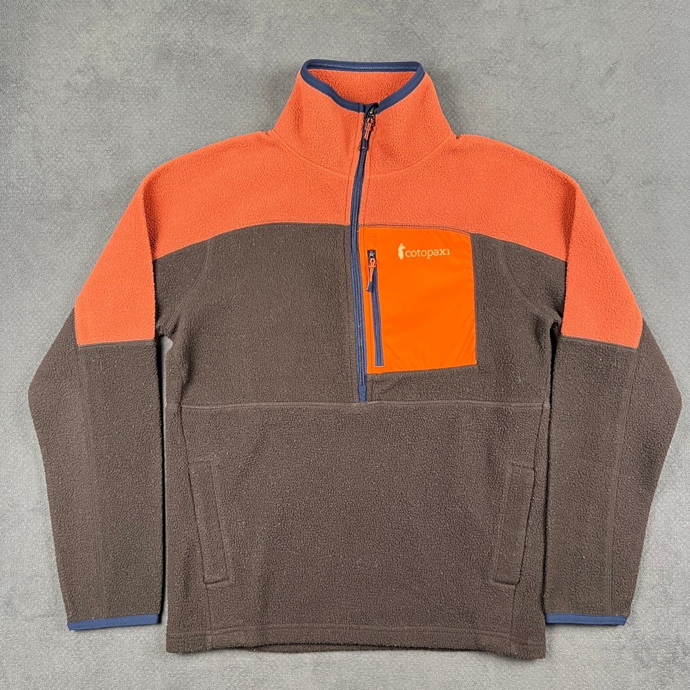 Cotopaxi Abrazo Half Zip Fleece Pullover Mens Small Brown Orange Colorblock
